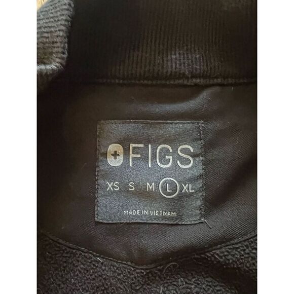 FIGS On Shift Fleece Jacket Black Full Zip Medical Mock Neck Women's Large - Picture 3 of 3